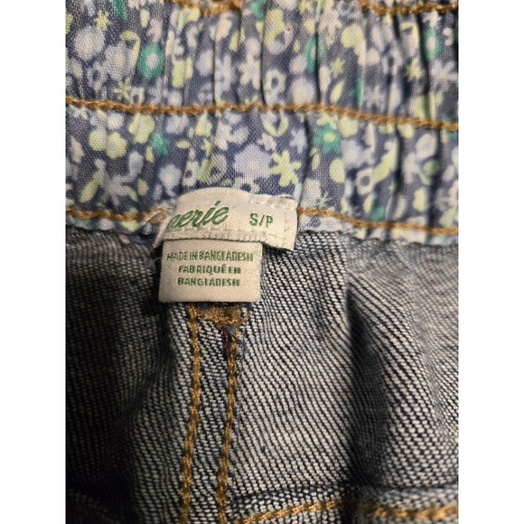 Aerie‎ Denim Mini Skirt Button Front Dark Blue Wash Elastic Back Small Preppy - Picture 5 of 8